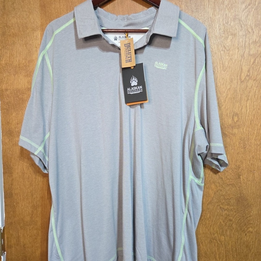 Duluth Alaskan Hardgear Mens 2XL Gray Drirelease Short Sleeve Fishing Polo NWT